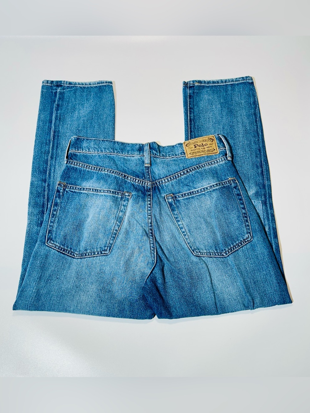 Polo Ralph Lauren Relaxed Straight Crop jeans buttonfly patchwork women size 26